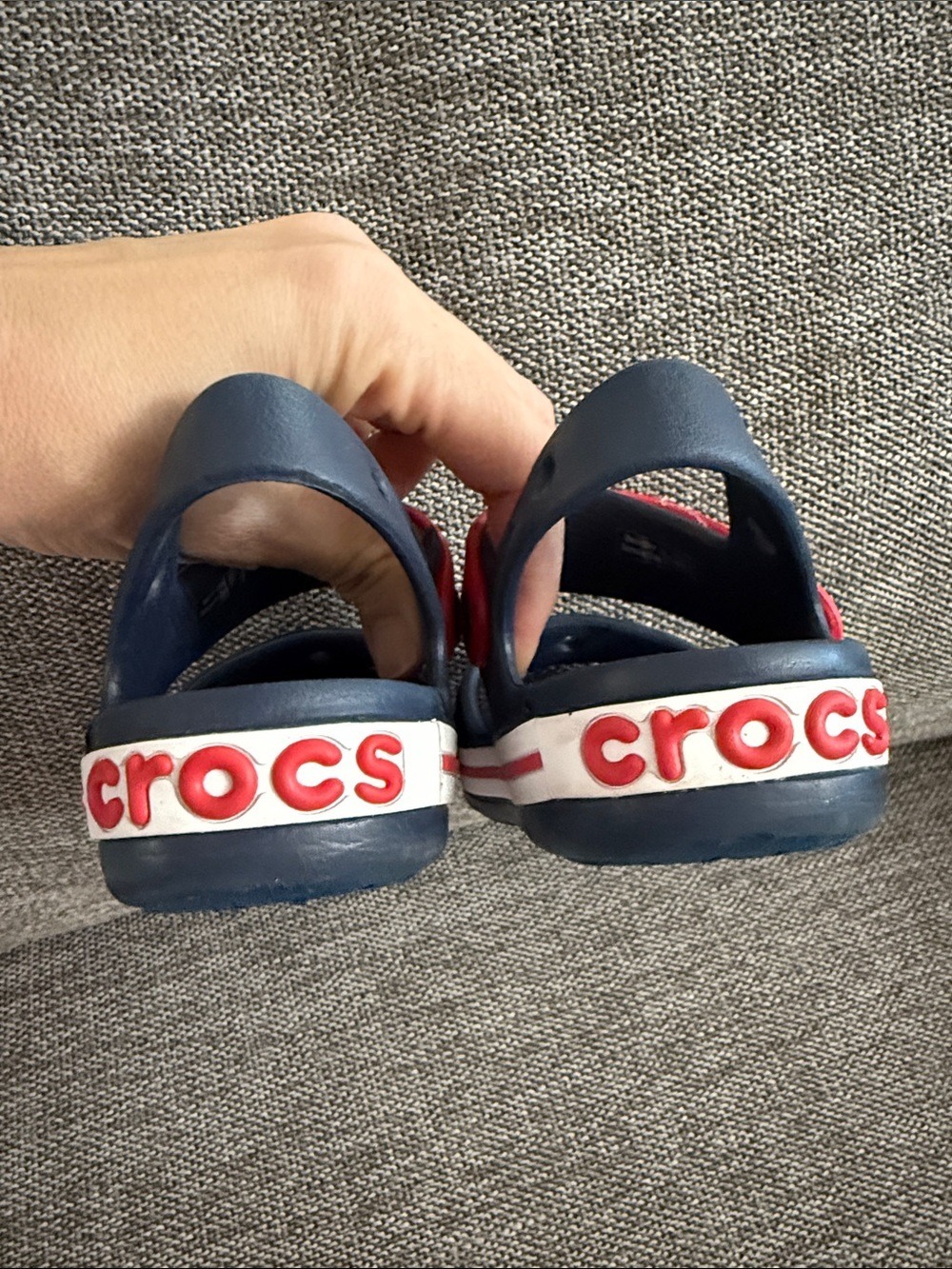 Crocs Crocband Toddler Boy Sandals Navy Red 13 C Used - Picture 9 of 13